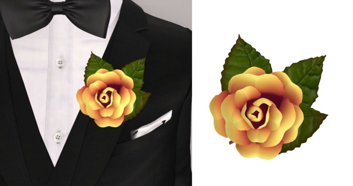 !C! Mesh Yellow Rose Buttonhole