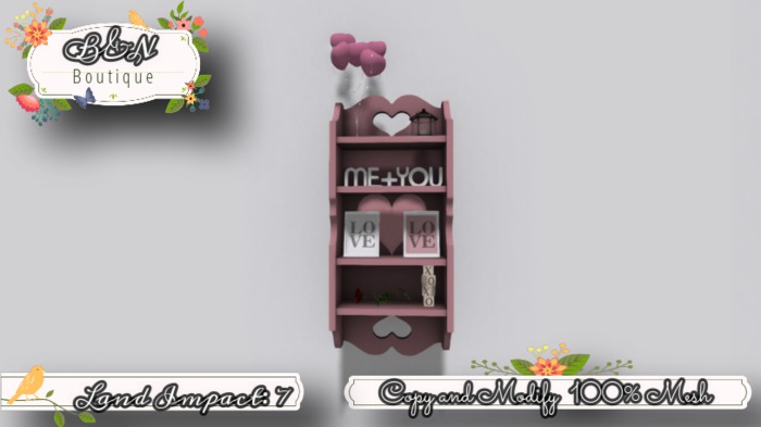 B&N Heart wall shelf_me+you_pink