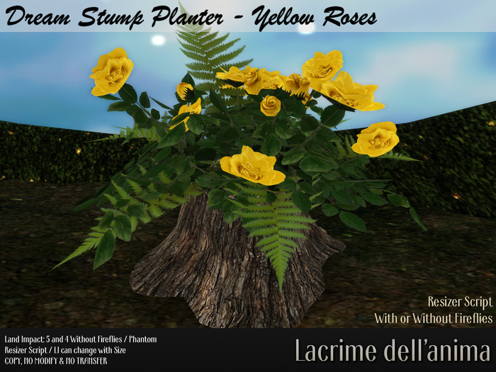 Dream Stump Planter - Yellow Roses