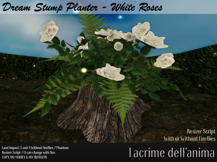 (BOX) Dream Stump Planter - White Roses