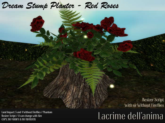 Dream Stump Planter - Red Roses