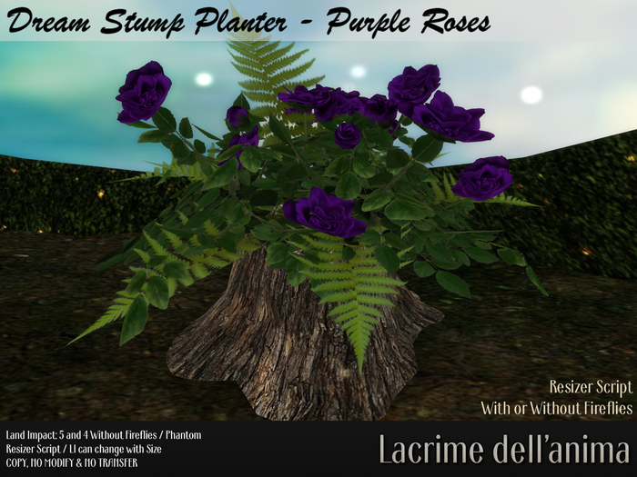 Dream Stump Planter - Purple Roses
