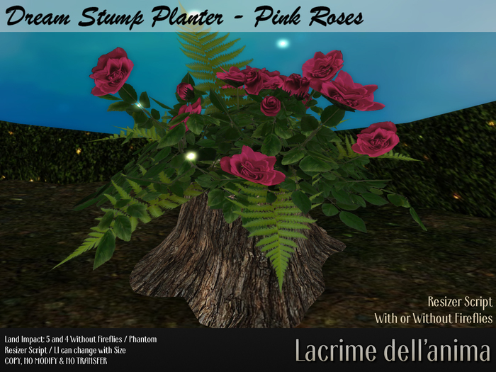 (BOX) Dream Stump Planter - Pink Roses