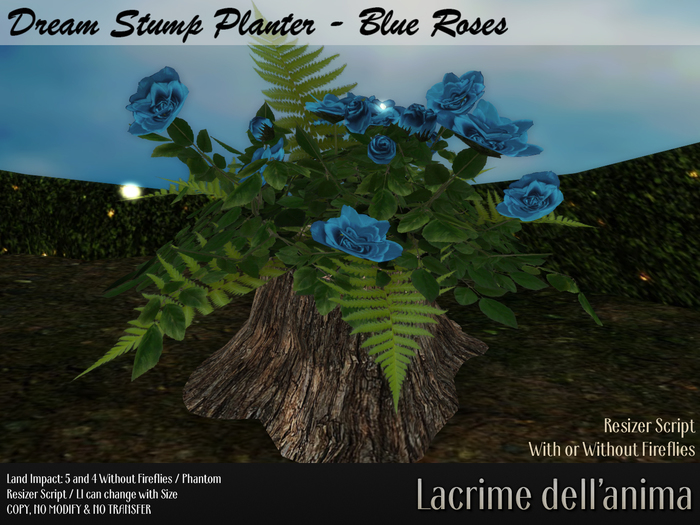 Dream Stump Planter - Blue Roses