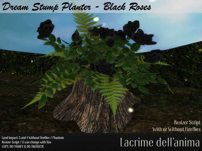 Dream Stump Planter - Black Roses