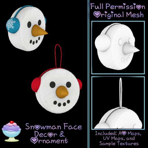 Second Life Marketplace - [Sherbert] Full Perm Snowman Face Decor ...