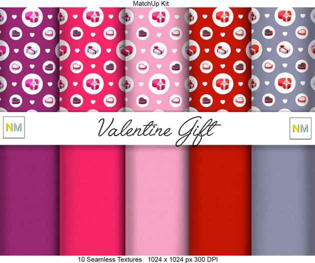 Valentines Gift MatchUp Kit 10 Seamless Fabric Textures NM