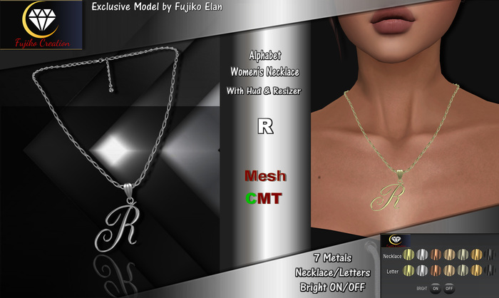 FC - Alphabet Women Mesh Necklace - *R box