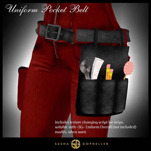 -SG- Uniform Pocket Women's Belt Black