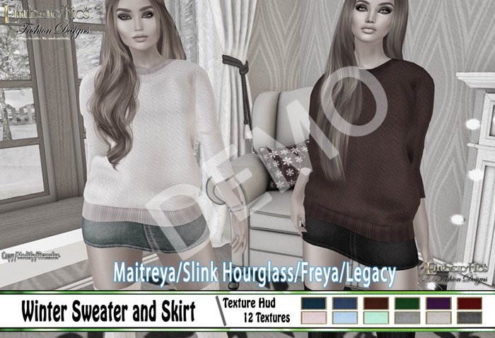DEMO EFD_271 Winter Sweater with Jean Skirt Combo