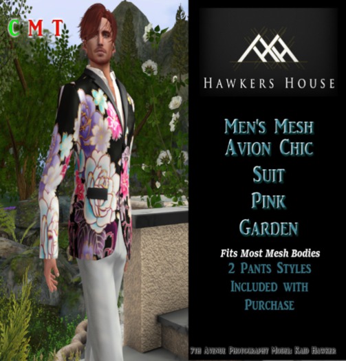 *HH* Men's Mesh Avion Chic Suit Pink Garden