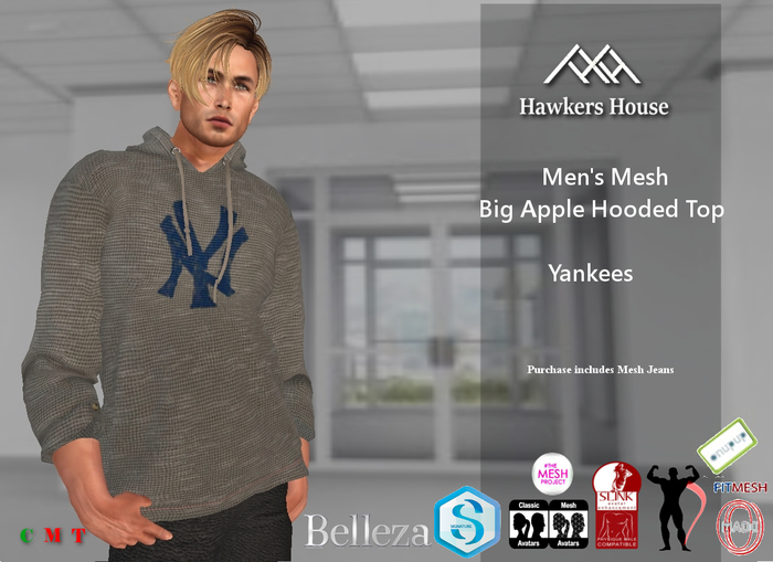 *HH* Men's Mesh Big Apple Hooded Top Yankies