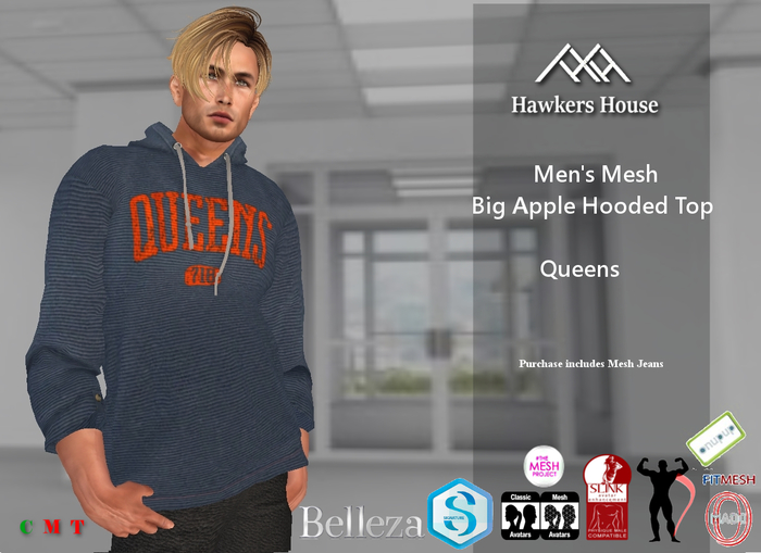 *HH* Men's Mesh Big Apple Hooded Top Queens