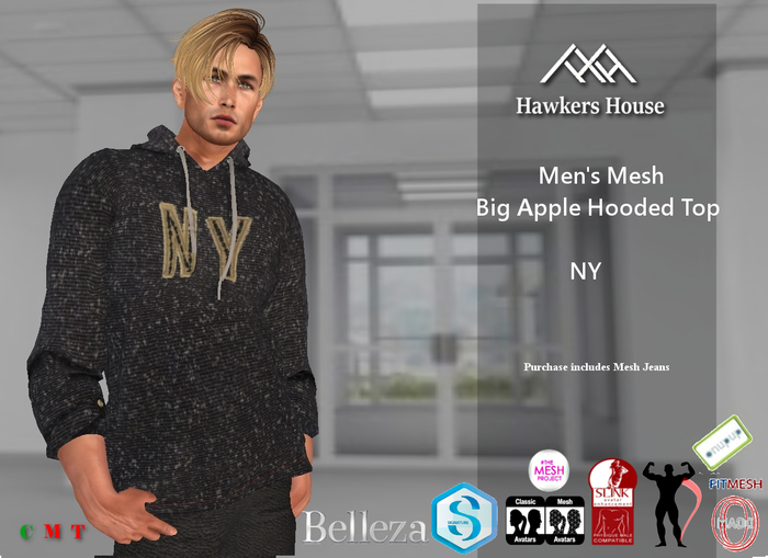 *HH* Men's Mesh Big Apple Hooded Top NY