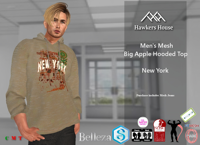 *HH* Men's Mesh Big Apple Hooded Top Life Guard
