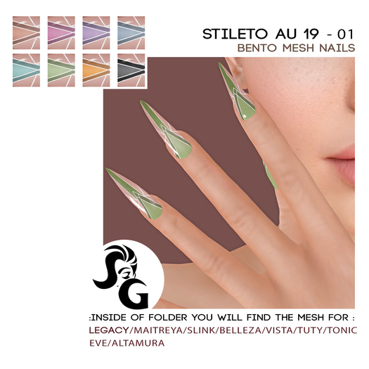 ::SG:: Stileto Au 19-01 Bento mesh nails - UP