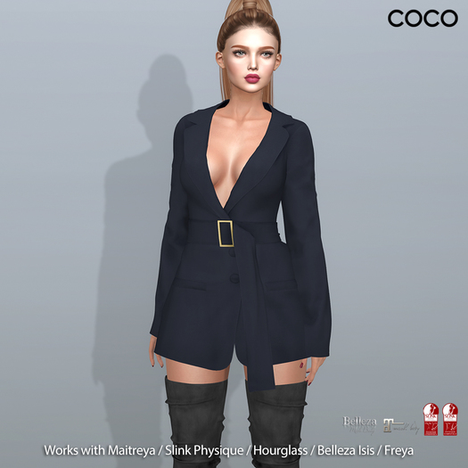 *COCO*_BeltedBlazerDress_Navy