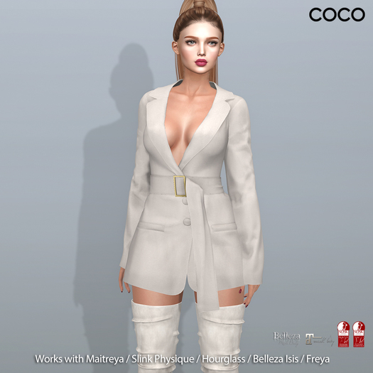 *COCO*_BeltedBlazerDress_Ivory