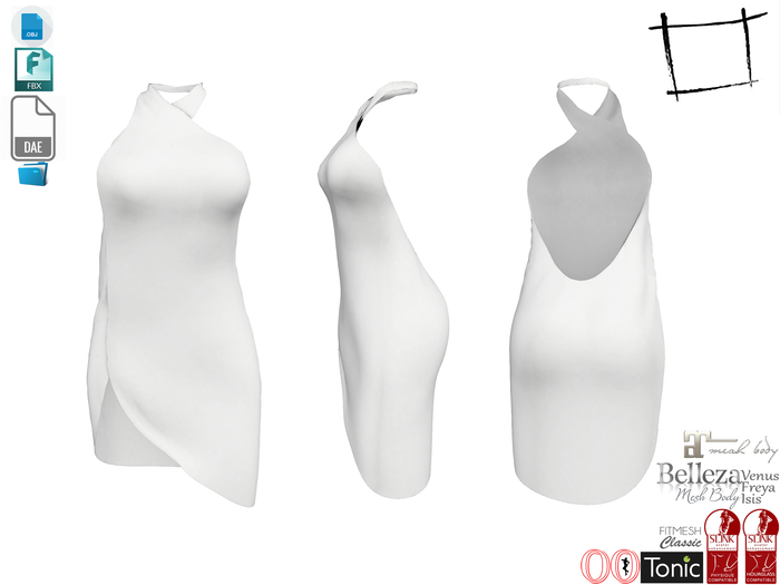 Dae Obj FBX For Wrap Beach Dress Slink, Maitreya, Ocacin Voluptuous, Belleza, Tonic and Classic 5 Sizes