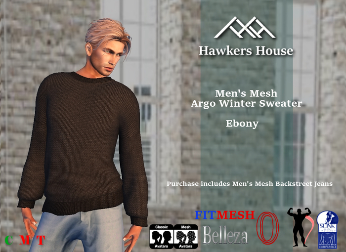 *HH* Men's Mesh Argo Winter Sweater Ebony
