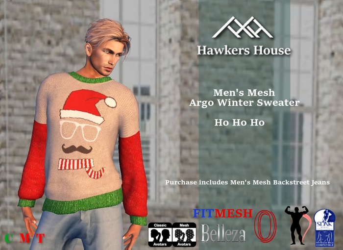 *HH* Men's Mesh Argo Winter Sweater Ho Ho Ho