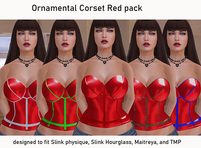 ~MV~ Ornamental Corset Red Pack ~ Wear to unpack