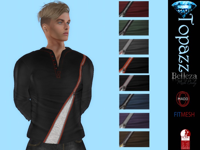 Topazz-TMS008-Mens Zip top