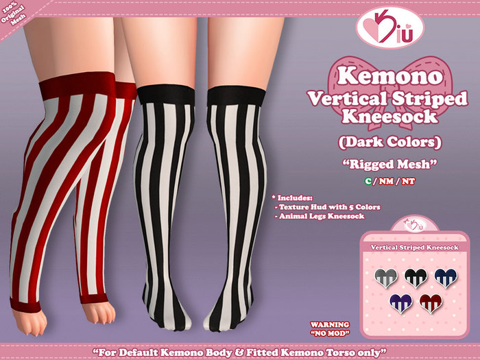 *>Kiu<* - Kemono Vertical Striped Kneesock_DC