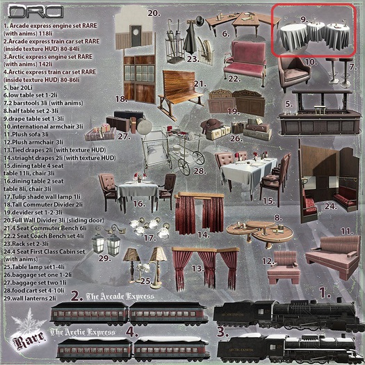 9 -DRD- AE - Train Car - Drape Table Set