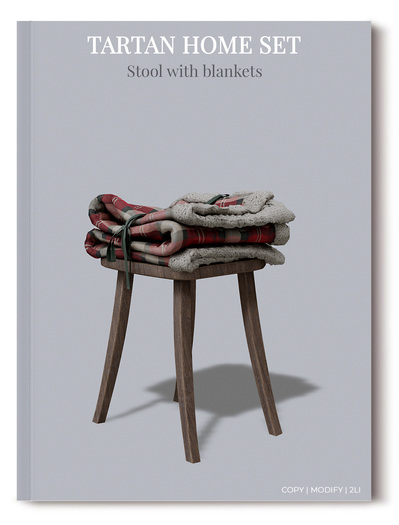 MINIMAL - Tartan Home Set Stool with blankets