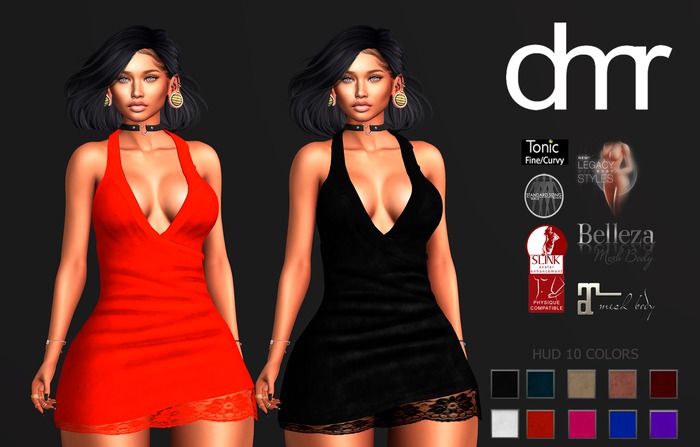 [DR] Mini Dress 130 HUD 10 COLORS ::MESH::