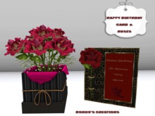 BMC372- HAPPY BIRTHDAY CARD & A ROSE BOUQUET IN A BOX.