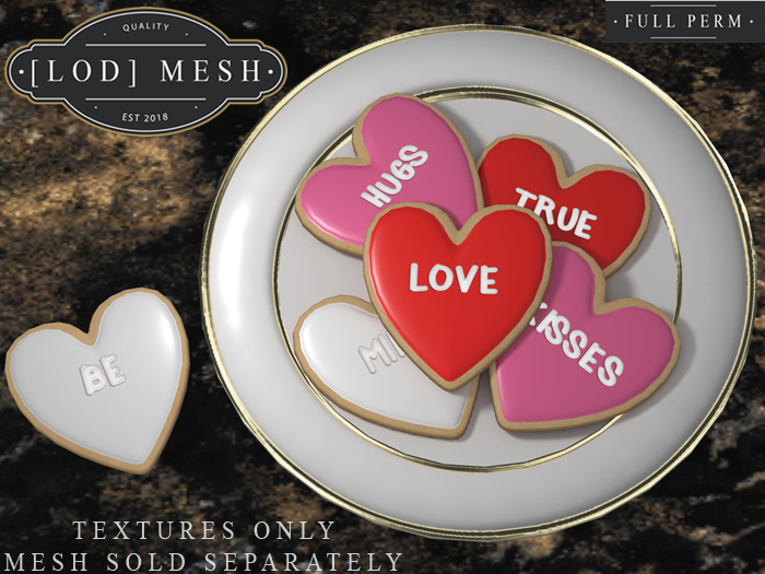 [LOD Mesh] Valentine's Conversation Heart Cookies TEXTURE PACK