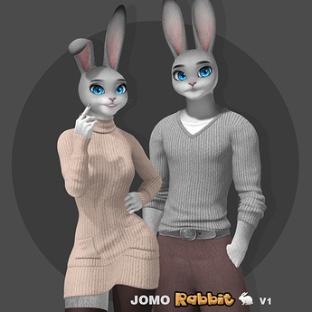 Second Life Marketplace - JOMO Rabbit-V1-Male-B-light grey