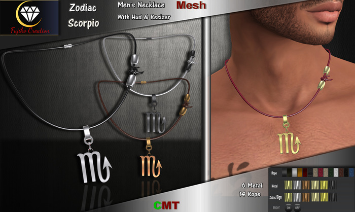 FC - ZODIAC - Men's Necklace *SCORPIO w/hud - box
