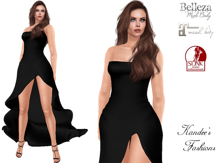 Black Flowy High Slit Dress