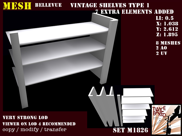 "TB" BV vintage shelves type 1 M1826