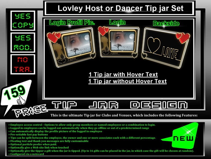 * Host / Dancer  jar Set * Weeding - Valentine etc. *