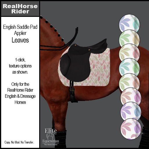 *E* RHR - English Saddle Pad Applier - Leaves [Add & Click]