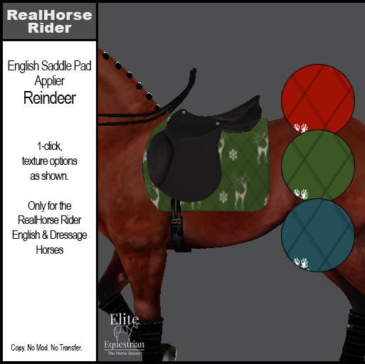 *E* RHR - English Saddle Pad Applier - Reindeer [Add & Click]