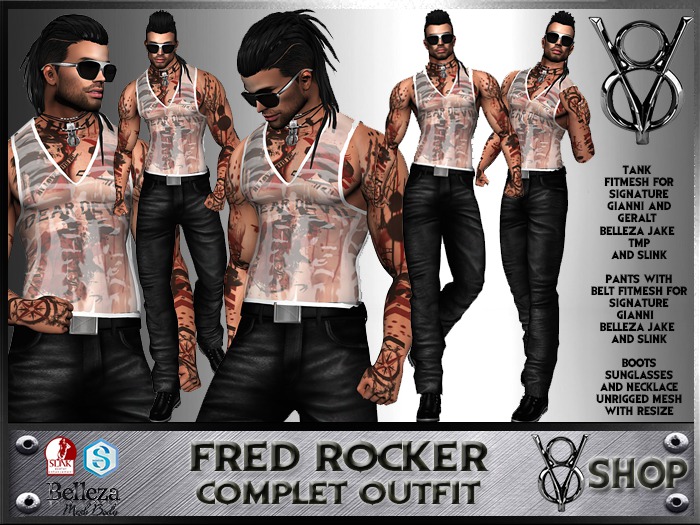 +V8 SHOP+ FRED WHITE ROCKER STYLE COMPLET OUTFIT