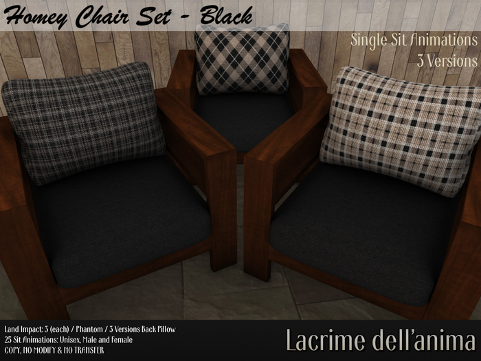 (BOX) Homey Chair Set - Black