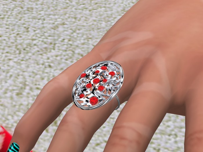 TM Gemmed Celtic Foliage Right Hand Ring - BENTO - Color Change - Resize - Brightness - Right Ring Finger