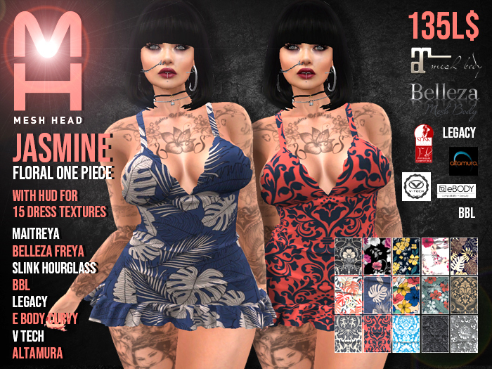 MESH HEAD - Jasmine Floral One Piece