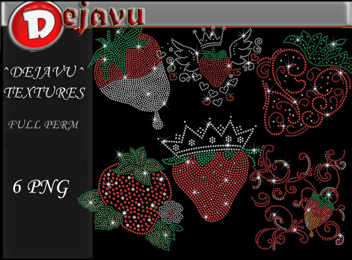 ^Dejavu^ Full Perm Rhinestone Strawberry Png