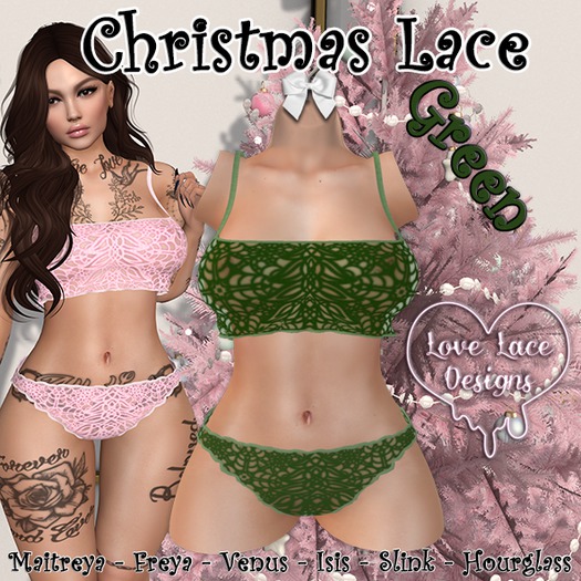 ::LL:: Christmas Lace Set // Green {WEAR TO UNPACK}