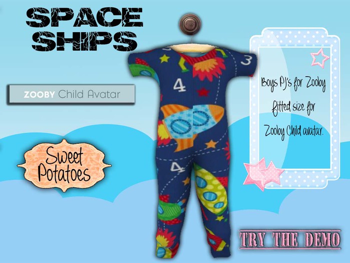 < SP > Boys PJ's for Zooby - Spaceships