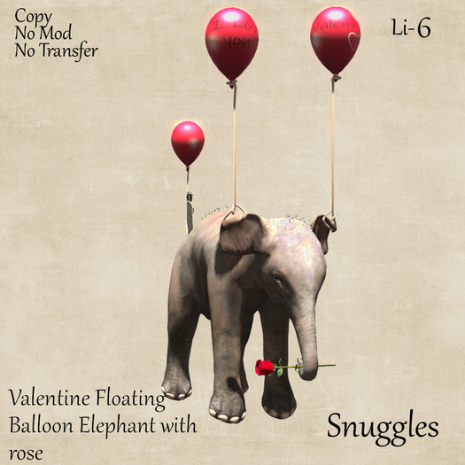 Floating Balloon Elephant with rose By Snuggles  