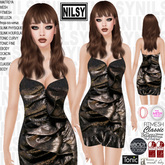 NILSY METALIC RUFFLED DRESS,ALL BODIES