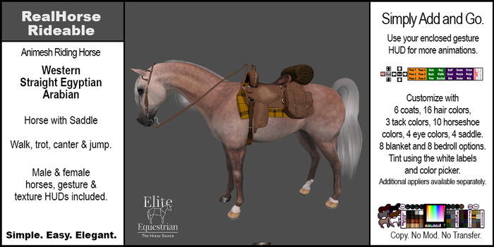 *E* RealHorse Rideable - Arabian Western  [Add & Click]